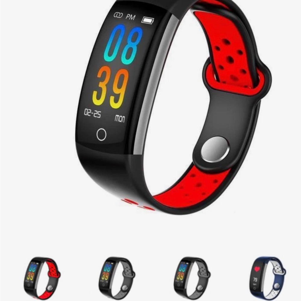Smart Fitness Tracker with Heart Rate Monitor - Black and Red